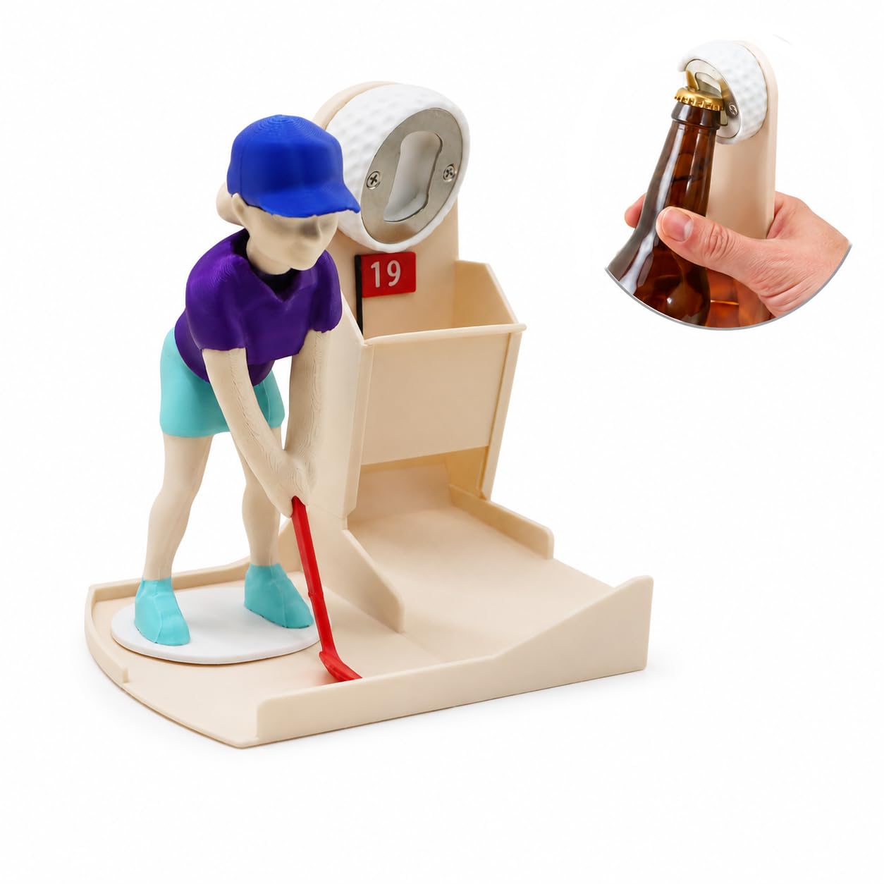 Funny Female Golfer Bottle Opener Game – Tabletop Beer Cap Launcher & Catcher