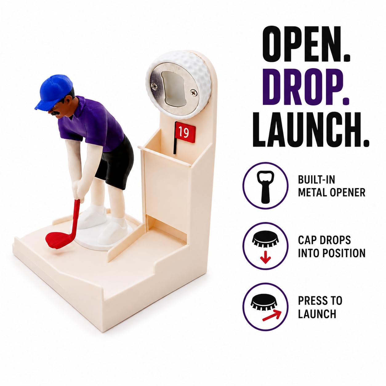 Funny Female Golfer Bottle Opener Game – Tabletop Beer Cap Launcher & Catcher