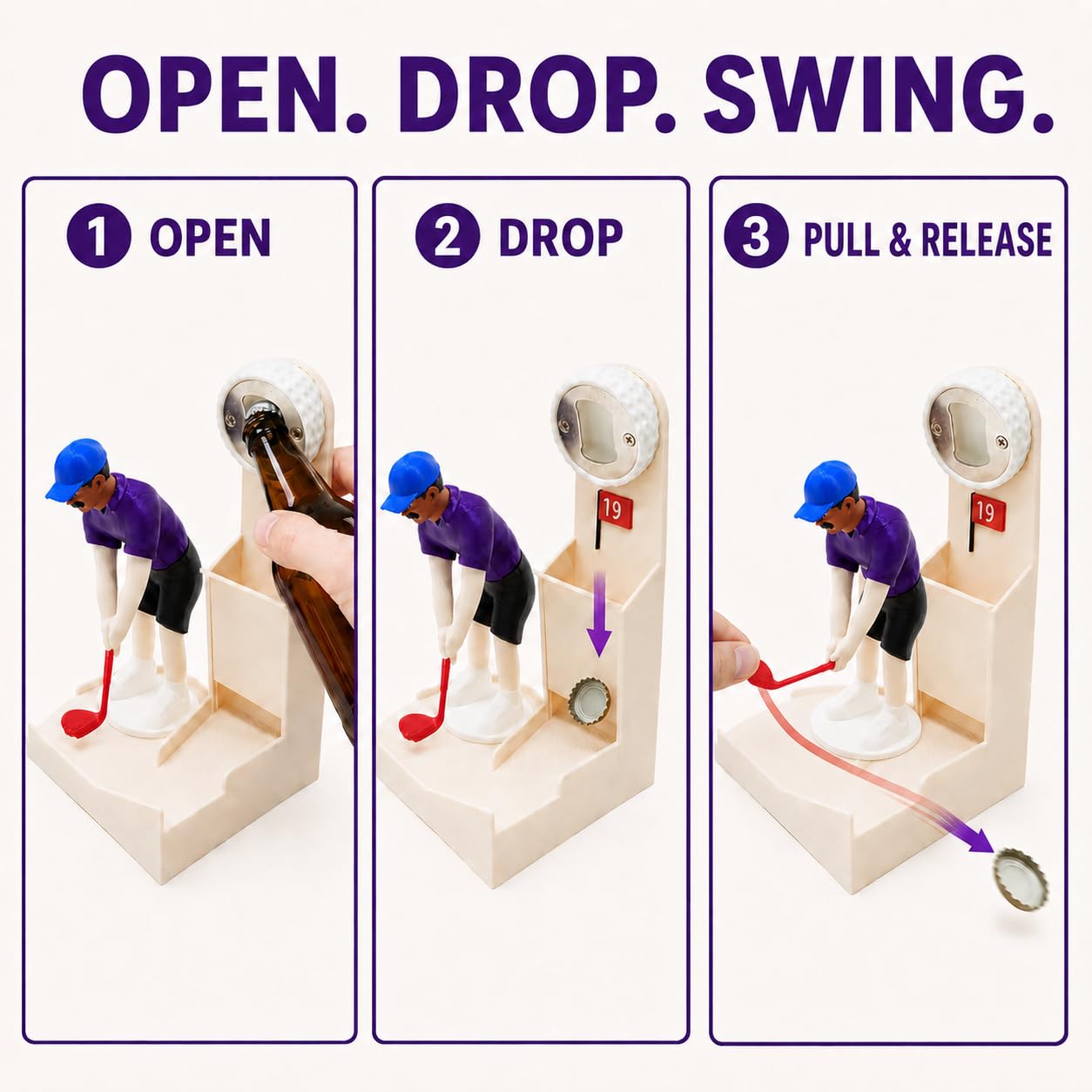 Funny Female Golfer Bottle Opener Game – Tabletop Beer Cap Launcher & Catcher