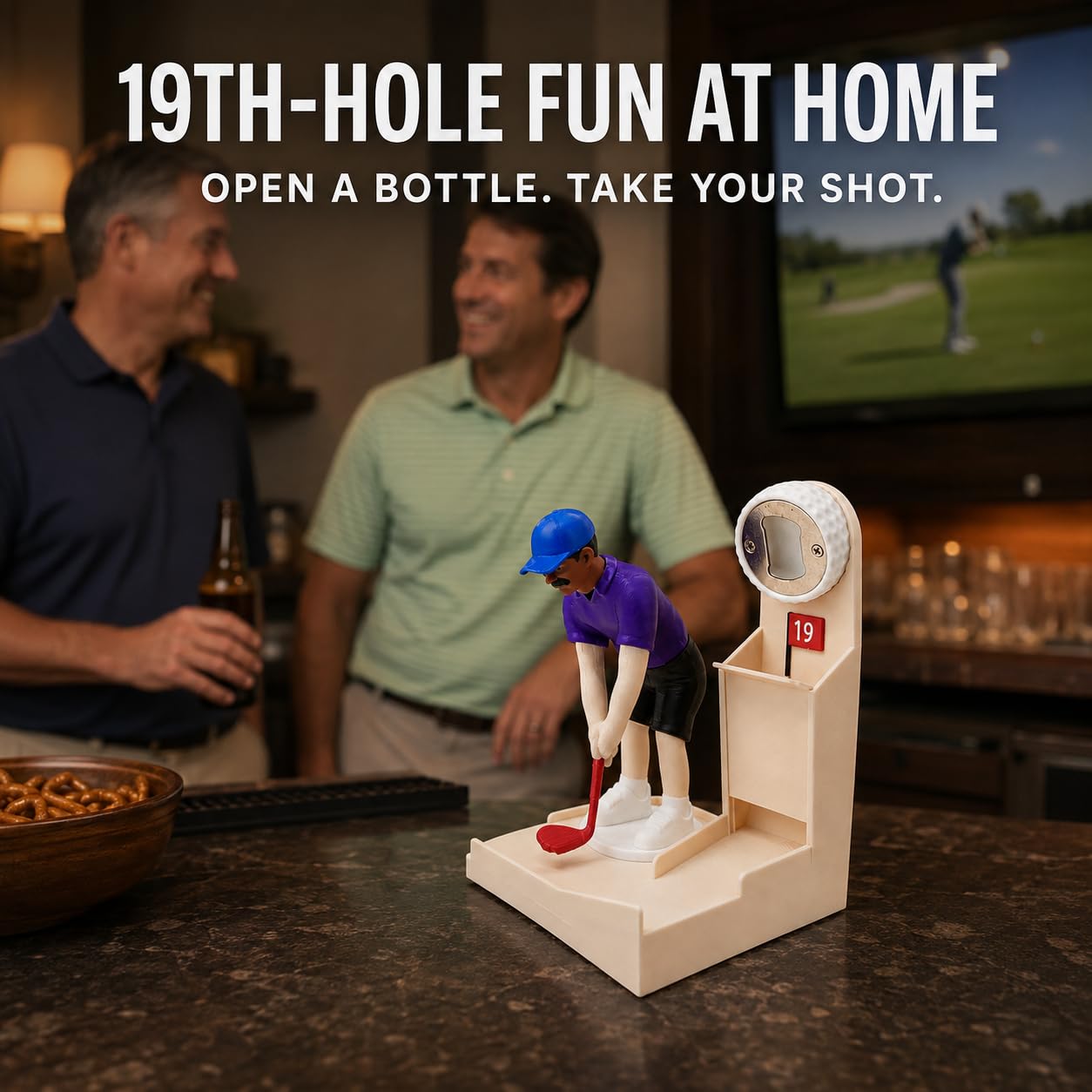 Funny Female Golfer Bottle Opener Game – Tabletop Beer Cap Launcher & Catcher
