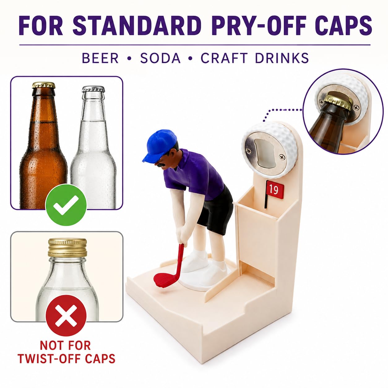 Funny Female Golfer Bottle Opener Game – Tabletop Beer Cap Launcher & Catcher