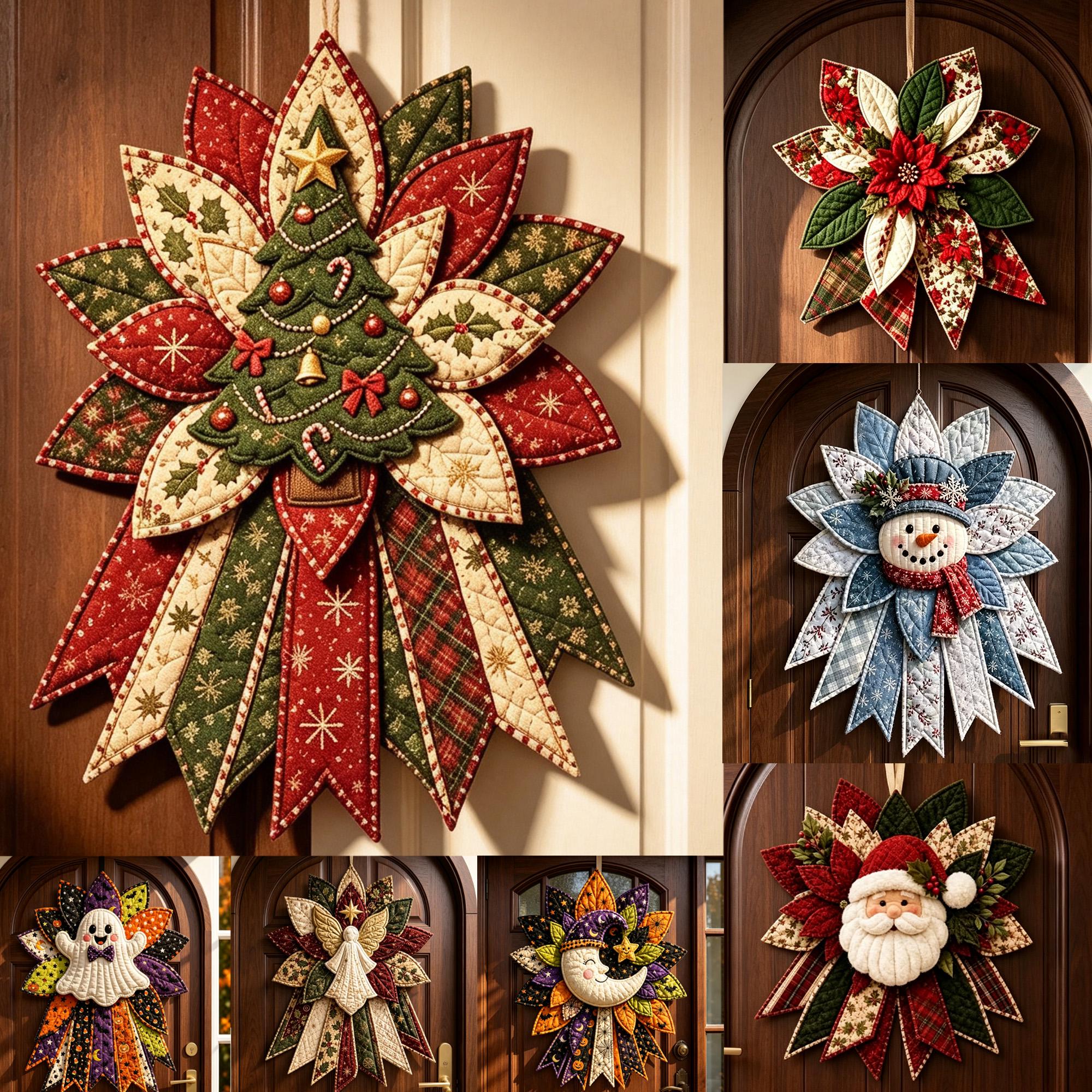 DIY Quilted Holiday Door Hanger Sewing Kit – Beginner-Friendly Christmas & Halloween Fabric Craft