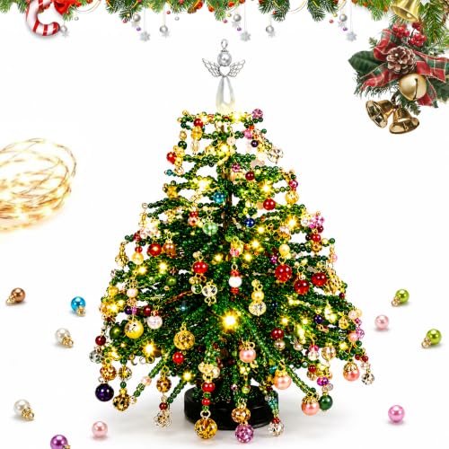 DIY Crystal Beaded Christmas Tree Kit – Handmade Tabletop Holiday Ornament Decor