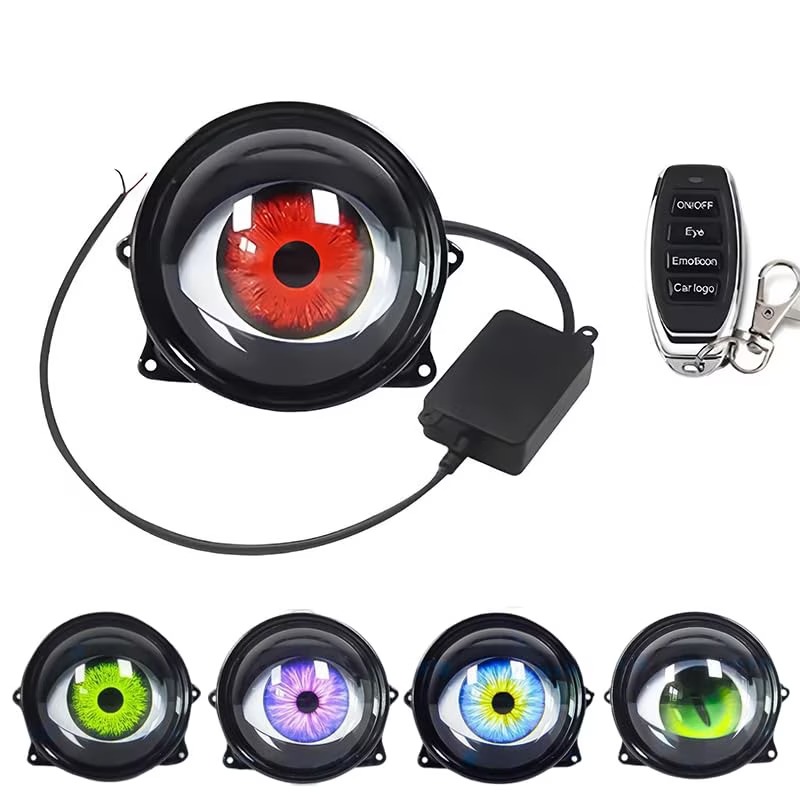 33-Mode Animated Demon Eye LED Headlight Kit – Moving Ghost Eye Car Light with Remote Control