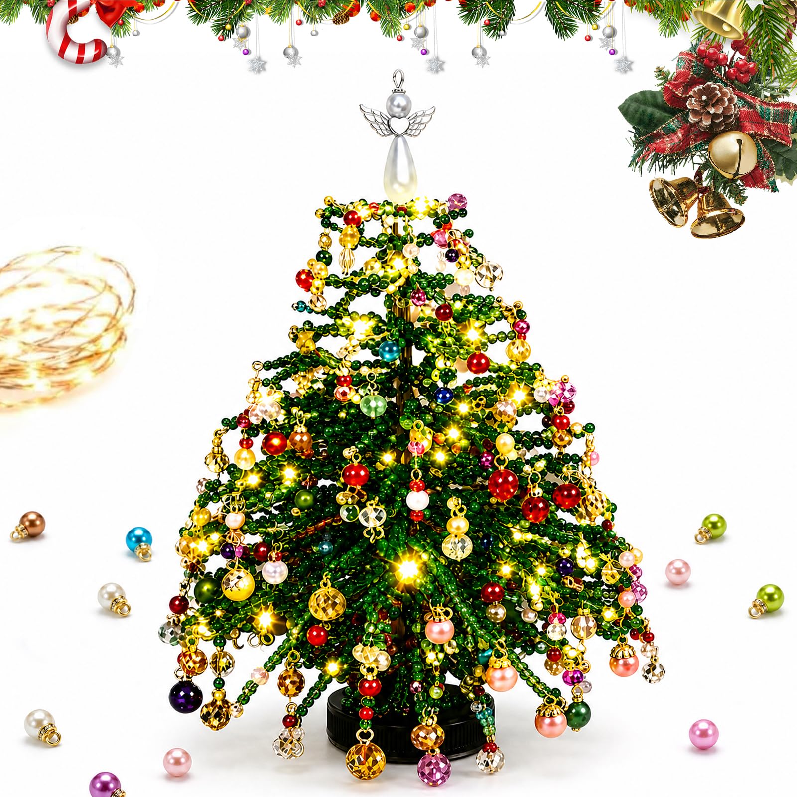 DIY Crystal Beaded Christmas Tree Kit – Handmade Tabletop Holiday Ornament Decor