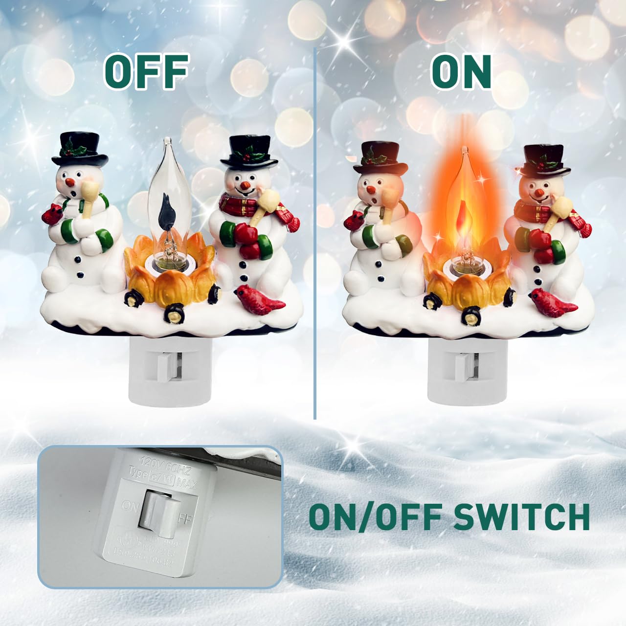 Snowman Campfire Christmas Night Light