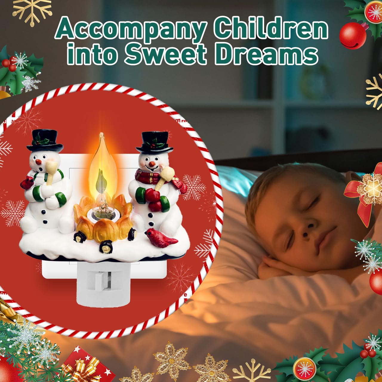Snowman Campfire Christmas Night Light
