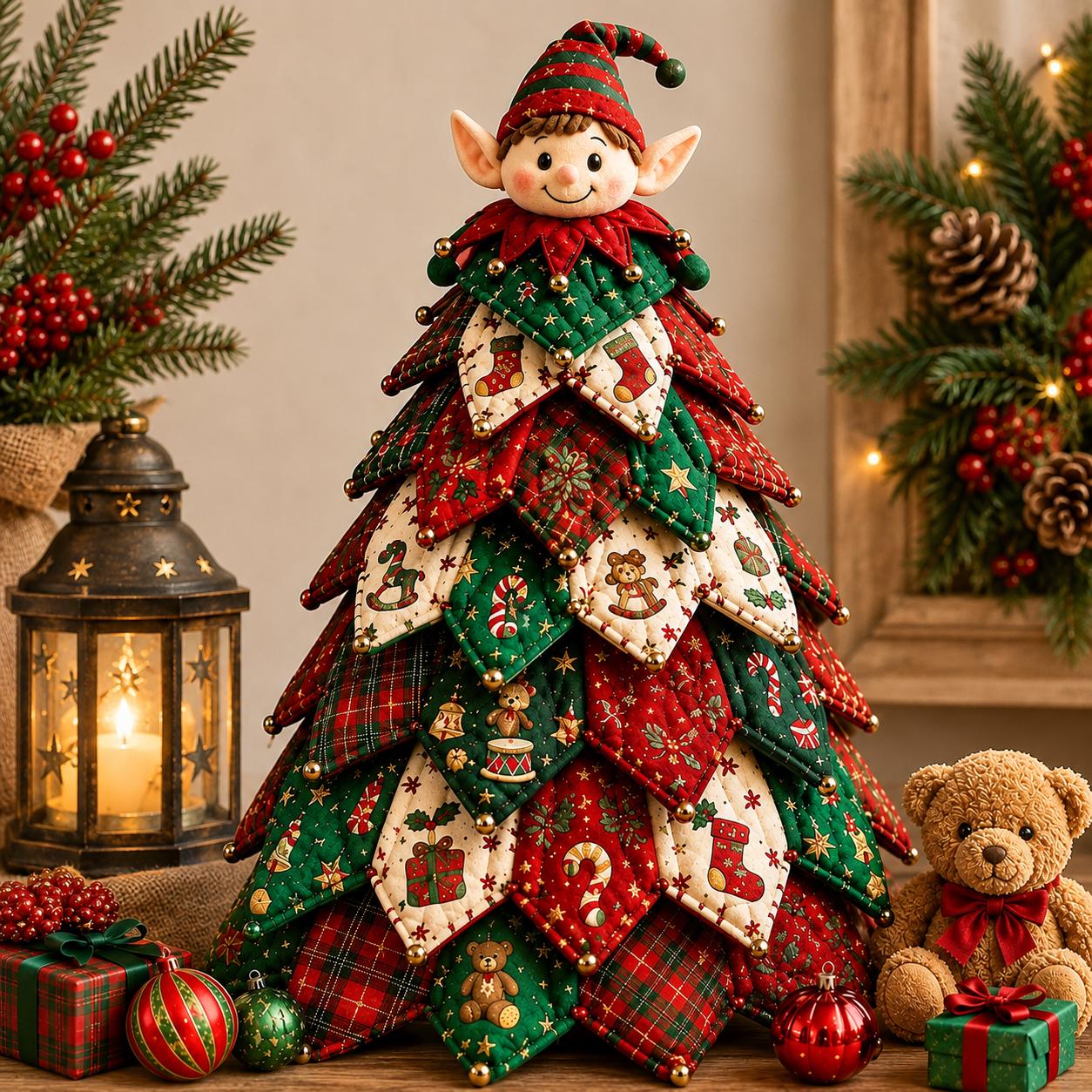 Quilted Christmas Tree DIY Sewing Kit – Beginner-Friendly Fabric Holiday Craft & Festive Home Decor