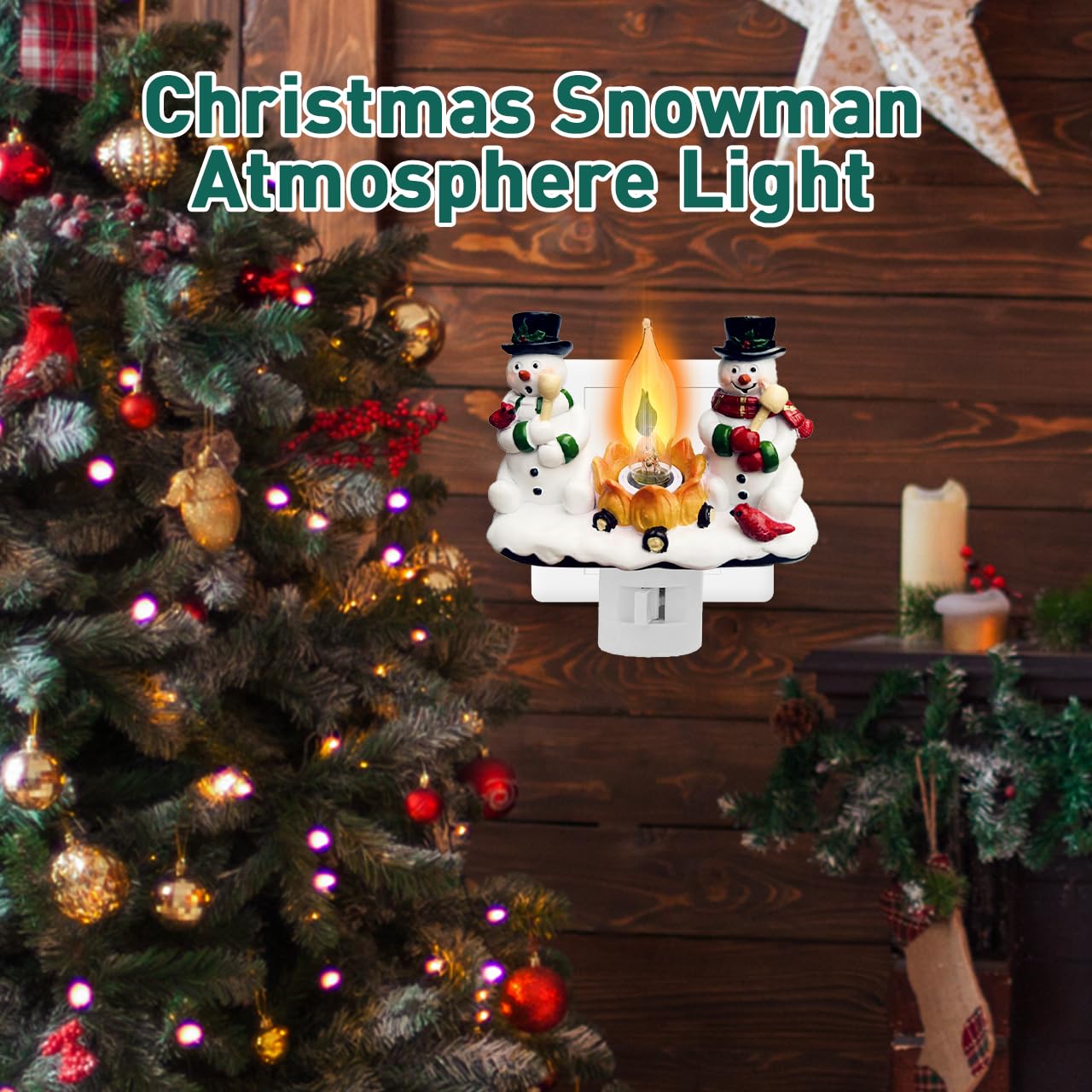 Snowman Campfire Christmas Night Light