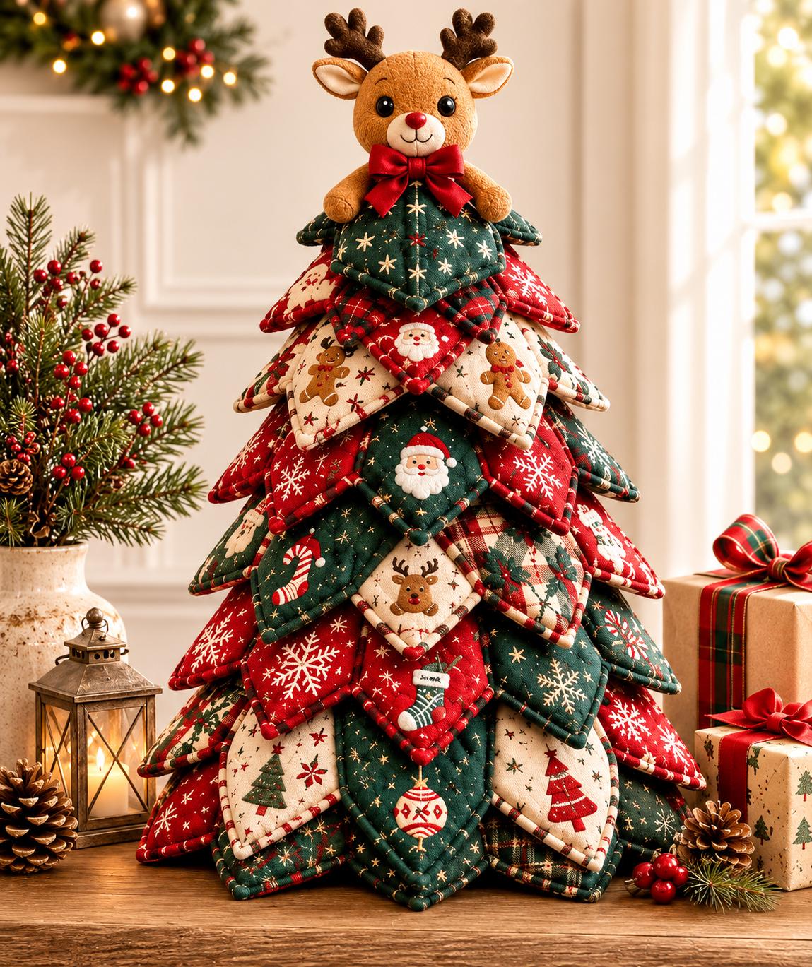 Quilted Christmas Tree DIY Sewing Kit – Beginner-Friendly Fabric Holiday Craft & Festive Home Decor