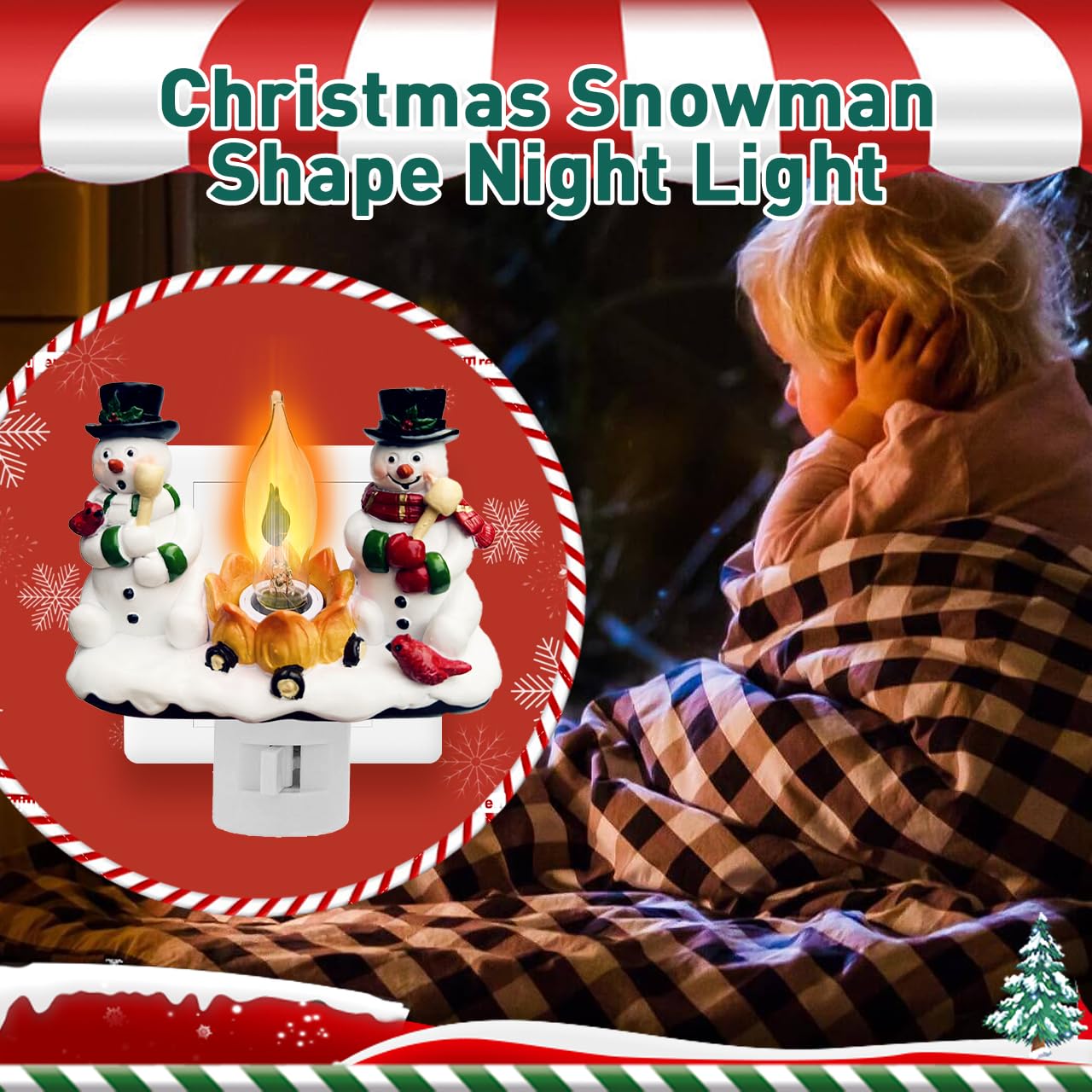 Snowman Campfire Christmas Night Light