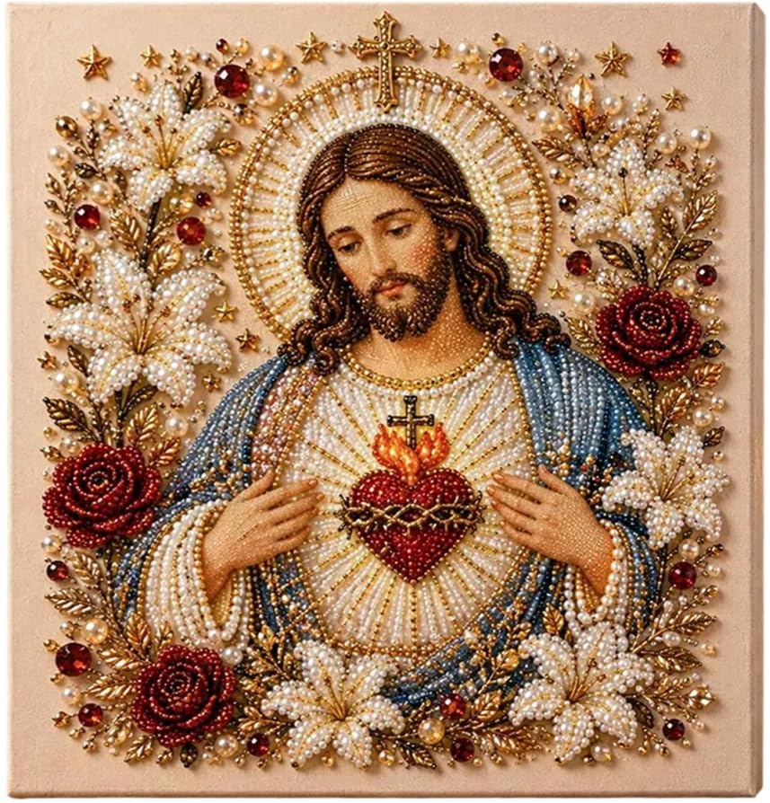 DIY Jesus Pearl Art Kit – 5D Diamond Mosaic Religious Wall Art for Easter & Christmas