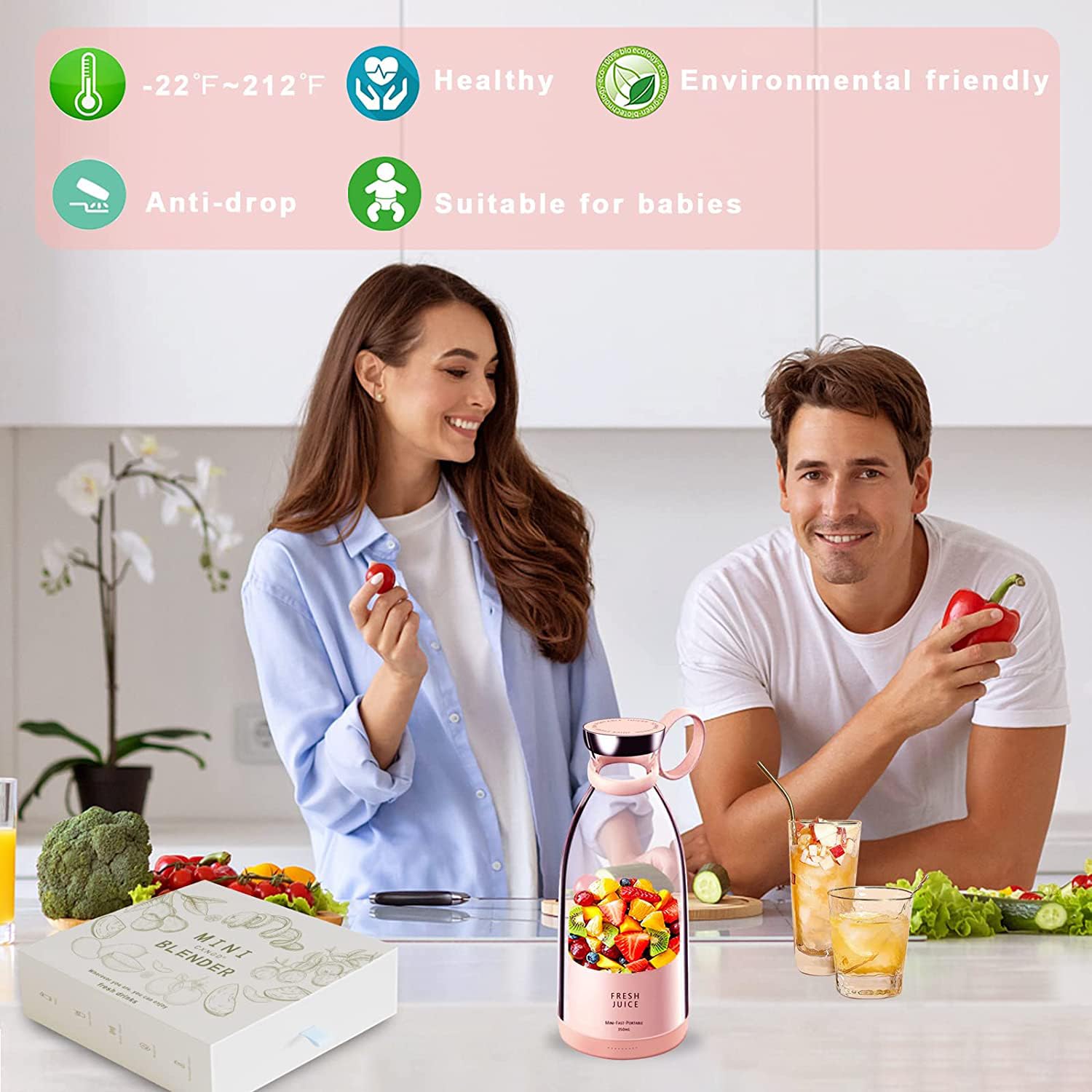 Portable Wireless Juicer Blender – 350ml Electric Fresh Juice & Smoothie Maker for Fruit, Milkshakes & Smoothies
