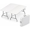 2 Pack of 6 Feet Foldable Table with Built in Handle & Steel Legs 