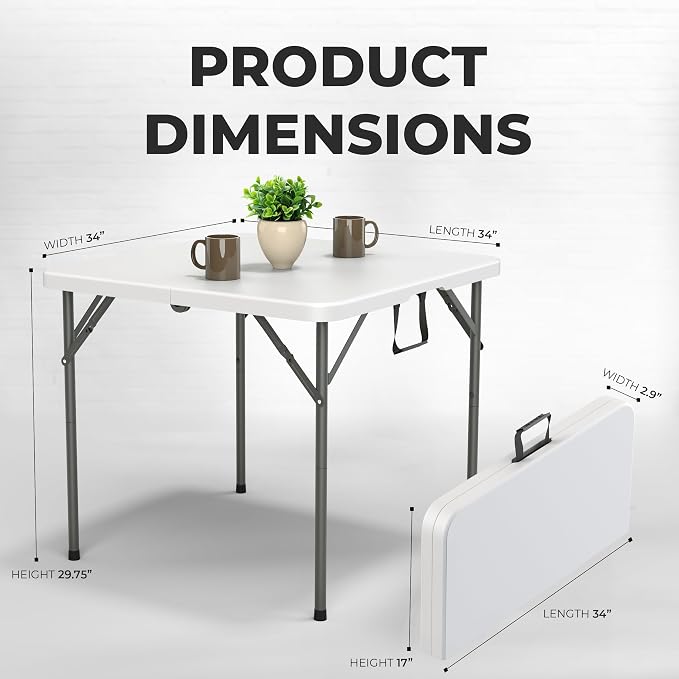 2 Pack of 6 Feet Foldable Table with Built in Handle & Steel Legs 