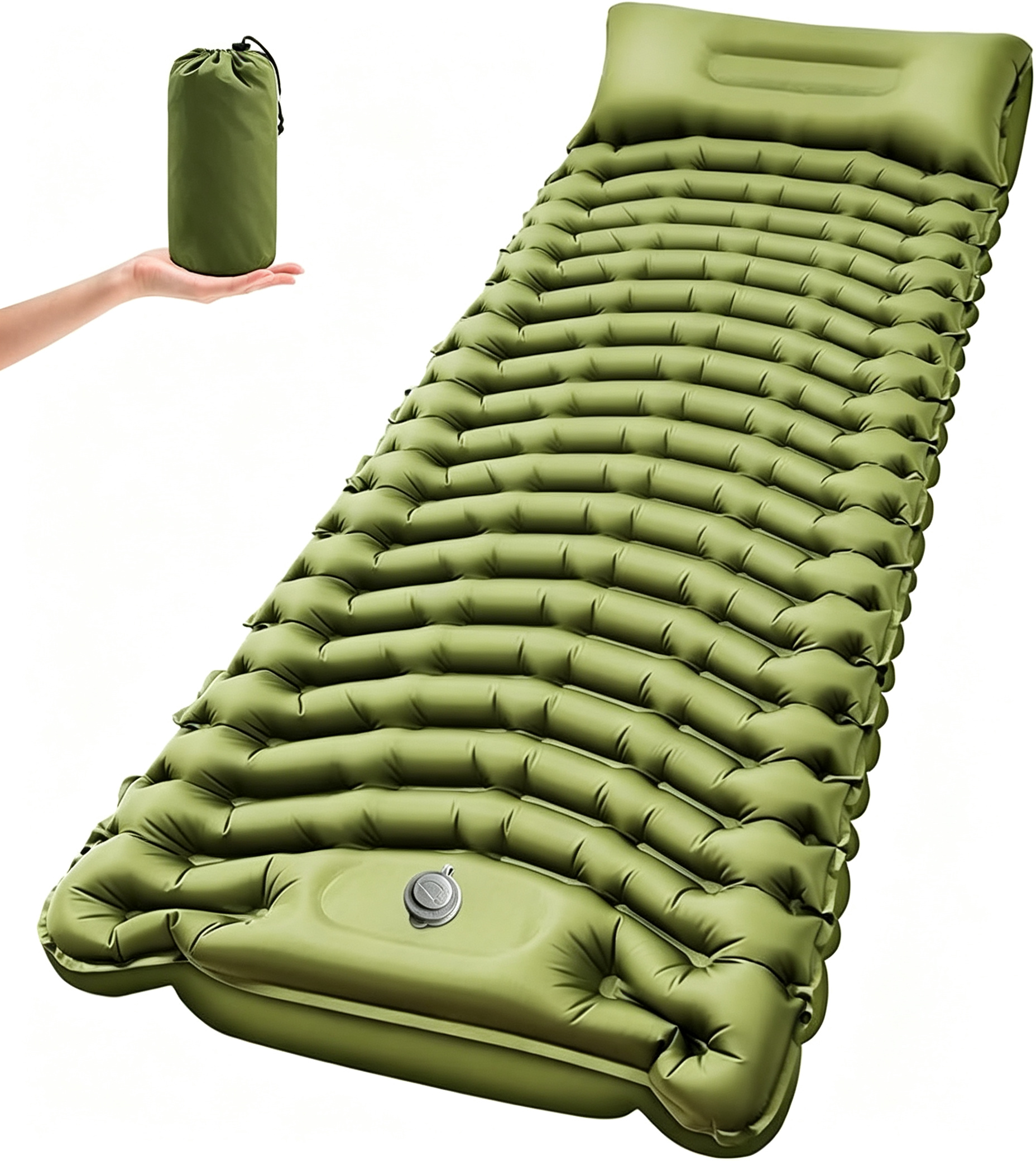 Ultralight Camping Sleeping Pad with Pillow & Built-in Foot Pump