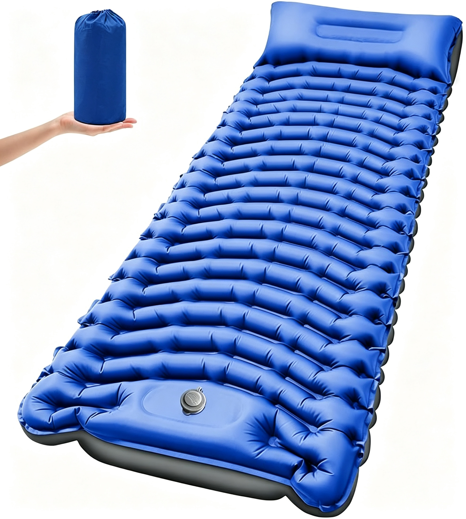 Ultralight Camping Sleeping Pad with Pillow & Built-in Foot Pump