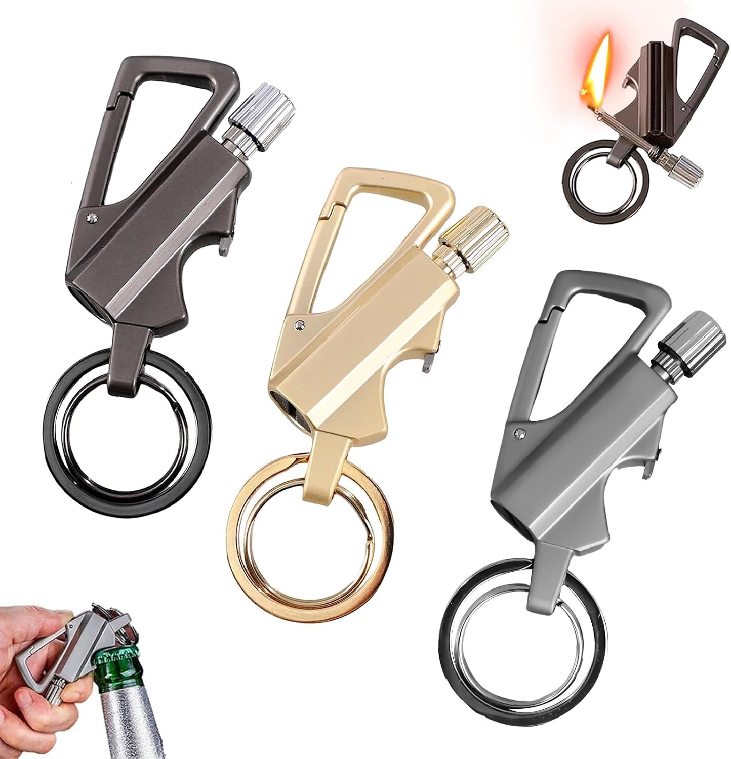 3 Permanent Match Infinity Lighter, 3-in-1 Keychain Bottle Opener Igniter, Reusable Unlimited Lighter, Waterproof Matches, Outdoor Survival Permanent Igniter