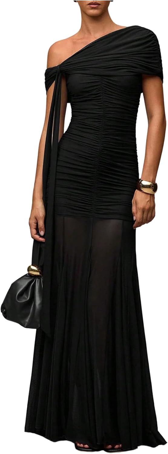 Women's Corset Dress Wedding Guest Dresses Statement Holiday Off Shoulder Ruched Mesh Formal Outfits