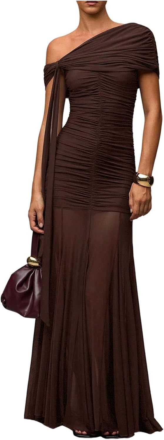 Women's Corset Dress Wedding Guest Dresses Statement Holiday Off Shoulder Ruched Mesh Formal Outfits