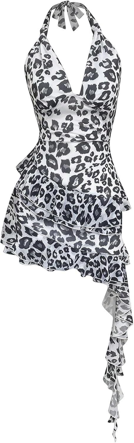 Women's Halter Y2k Mini Dress Asymmetrical Wedding Guest Dress