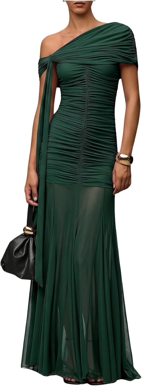 Women's Corset Dress Wedding Guest Dresses Statement Holiday Off Shoulder Ruched Mesh Formal Outfits