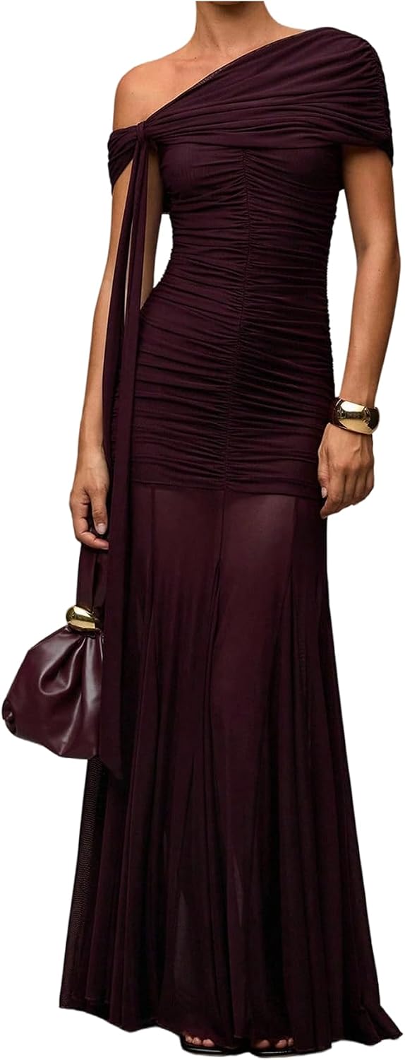 Women's Corset Dress Wedding Guest Dresses Statement Holiday Off Shoulder Ruched Mesh Formal Outfits