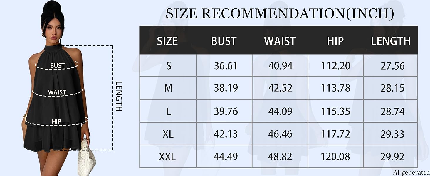 Women&amp;#39;s Chiffon Halter Drop Waist Mini Dress Wedding Guest Dresses Ruffle Holiday Brunch Outfits