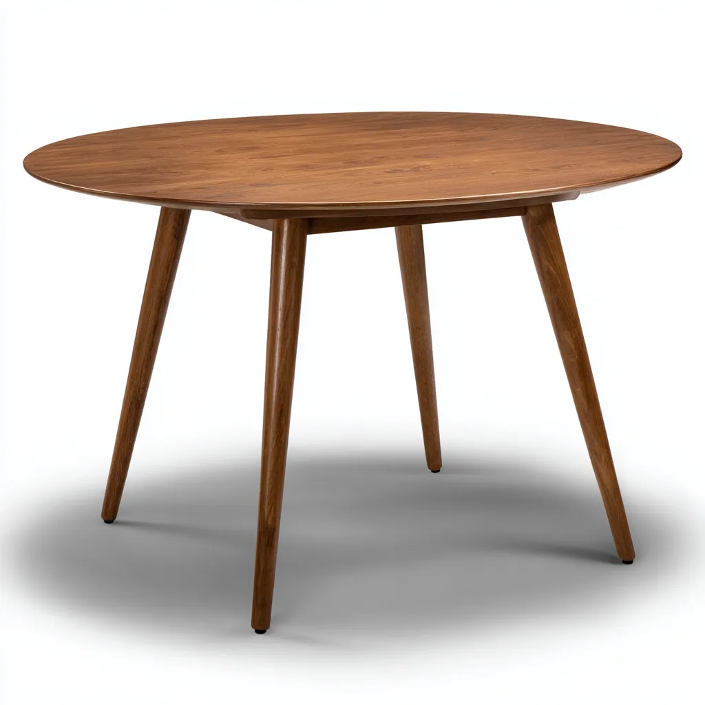 Tavolo da pranzo rotondo 105×105×74 cm - legno - marrone chiaro - design nordico con profilo arrotondato-Dozenlinest