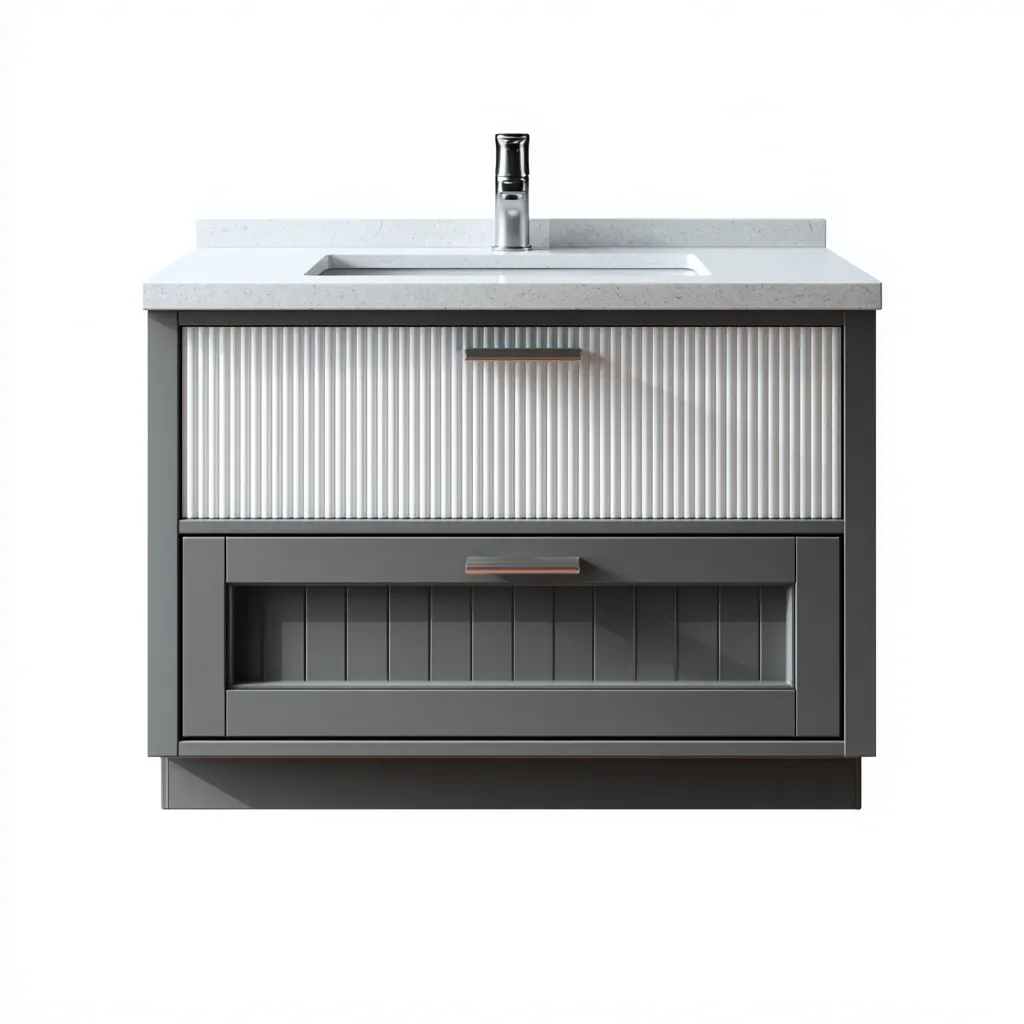 Mobile lavabo da bagno 76×50×86 cm - bianco - design moderno con piano effetto marmo-Dozenlinest