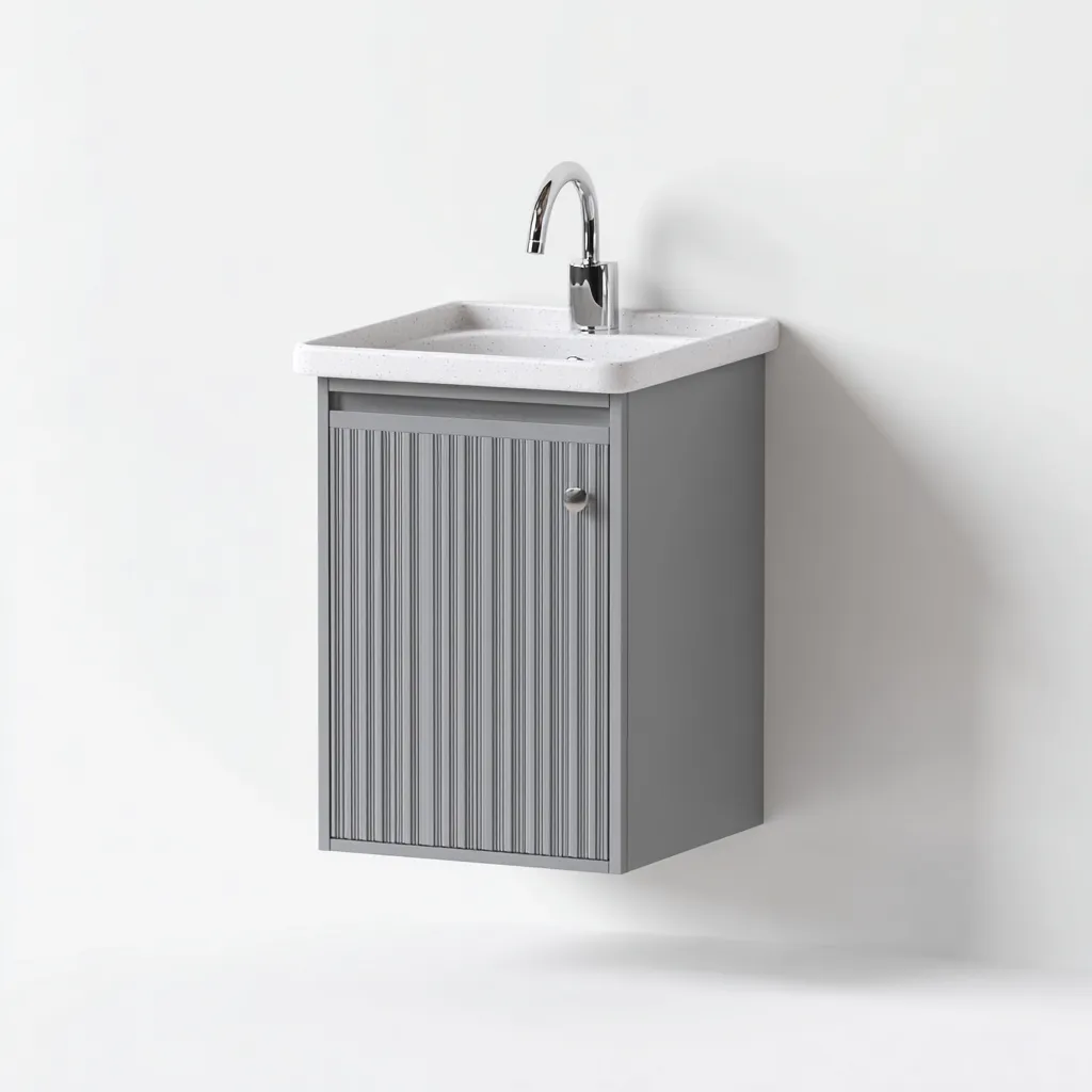Mobile lavabo sospeso 80×48×58 cm - bianco - design moderno con lavabo integrato-Dozenlinest