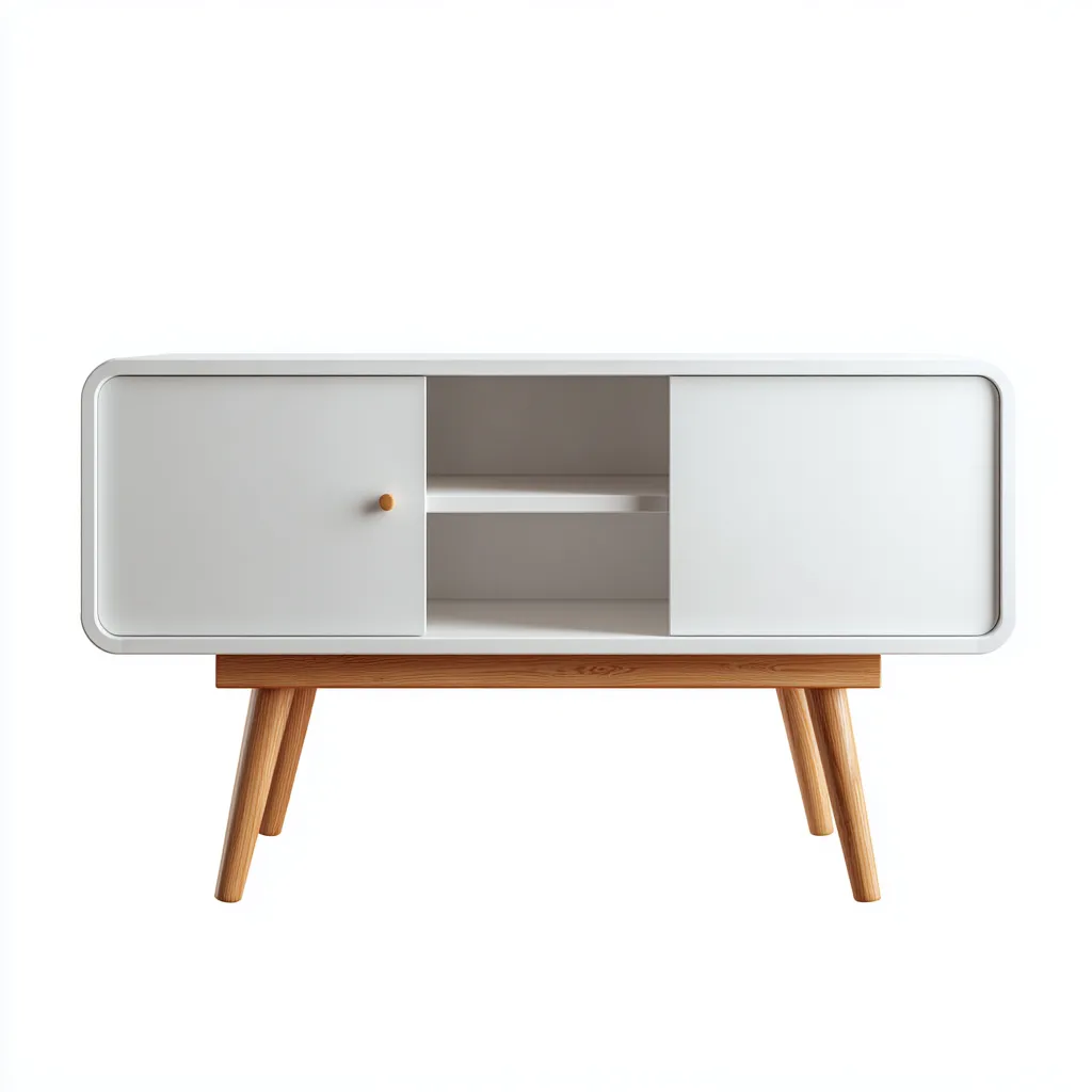 Mobile TV 150×42×68 cm - bianco e naturale - design nordico con vano aperto-Dozenlinest