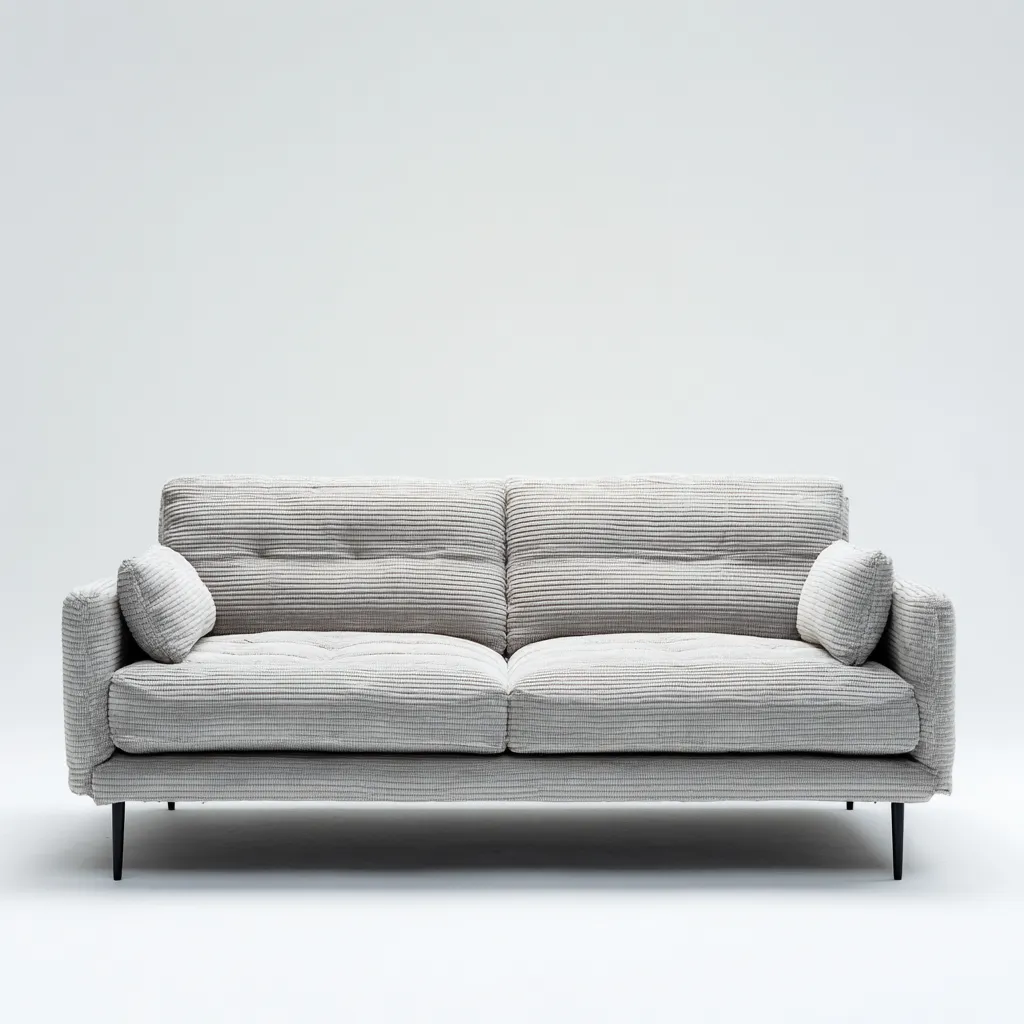 Divano 2 posti 180×89×82 cm - grigio chiaro nero - tessuto a coste e metallo - stile contemporaneo - soggiorno-Dozenlinest