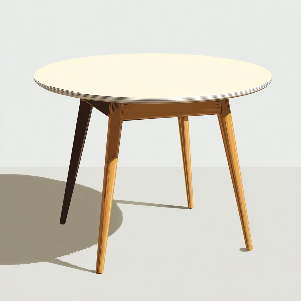 Tavolo da pranzo rotondo 110×110×75 cm - legno - marrone - stile metà secolo con bordo sottile-Dozenlinest