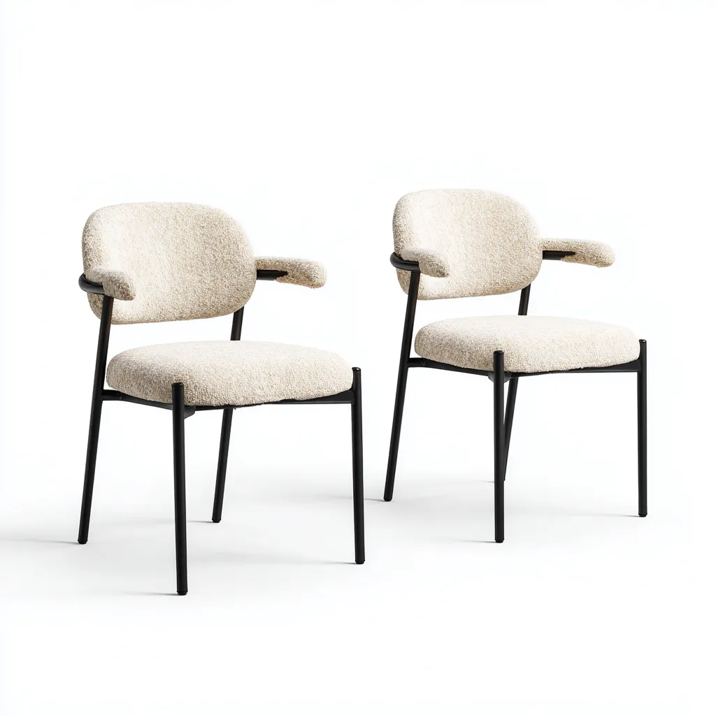 Sedia da pranzo imbottita 58×56×82 cm - beige e nero - con braccioli dal design contemporaneo-Dozenlinest