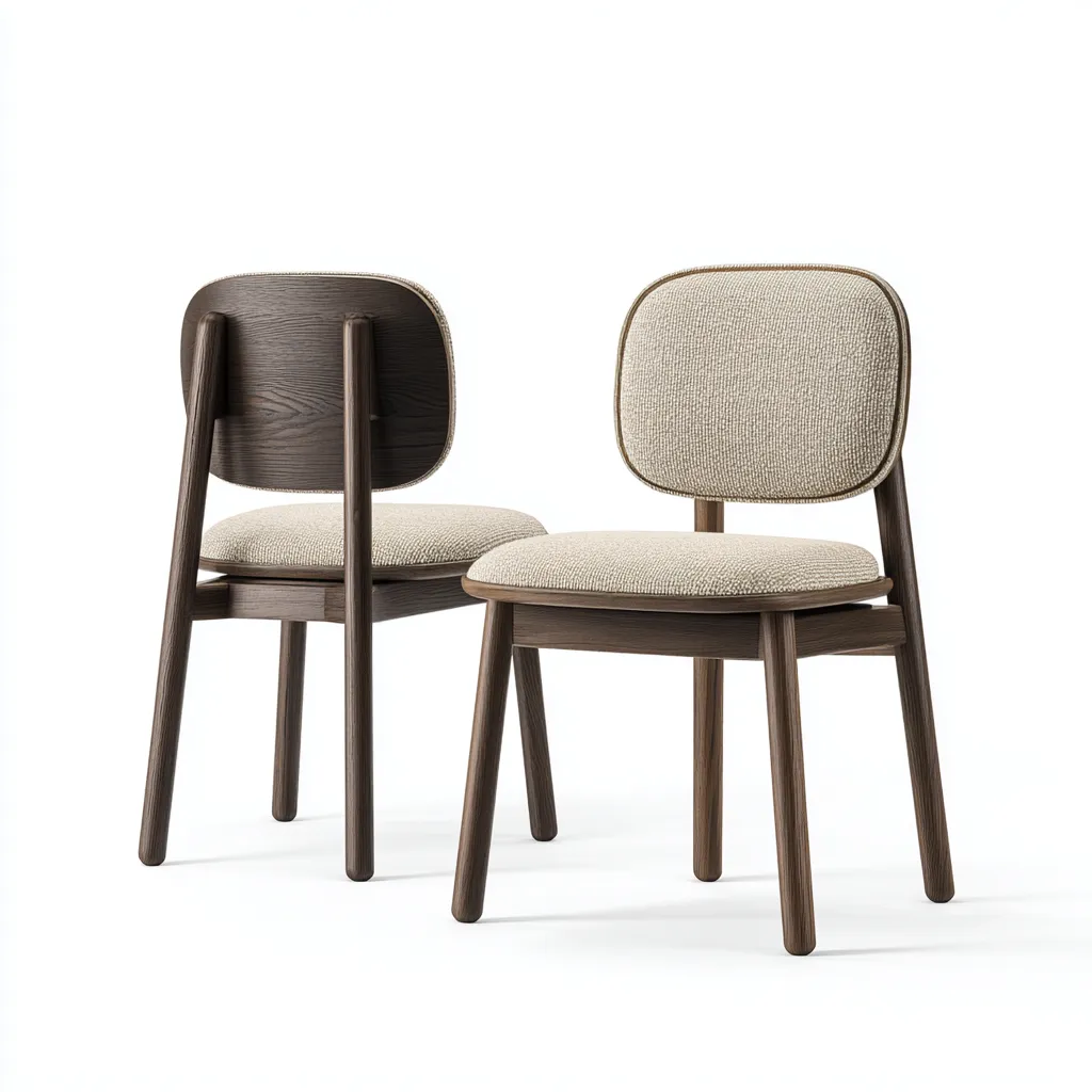 Set di 2 sedie da pranzo imbottite in legno e tessuto 49×53×82 cm - beige e marrone - stile moderno per Sala da pranzo-Dozenlinest