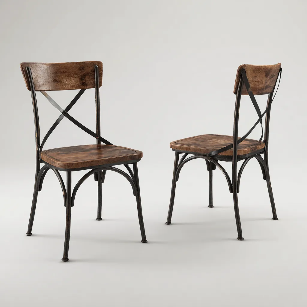 Set 2 sedie da pranzo 45×50×85 cm - marrone nero - legno e metallo - stile industriale - Sala da pranzo-Dozenlinest