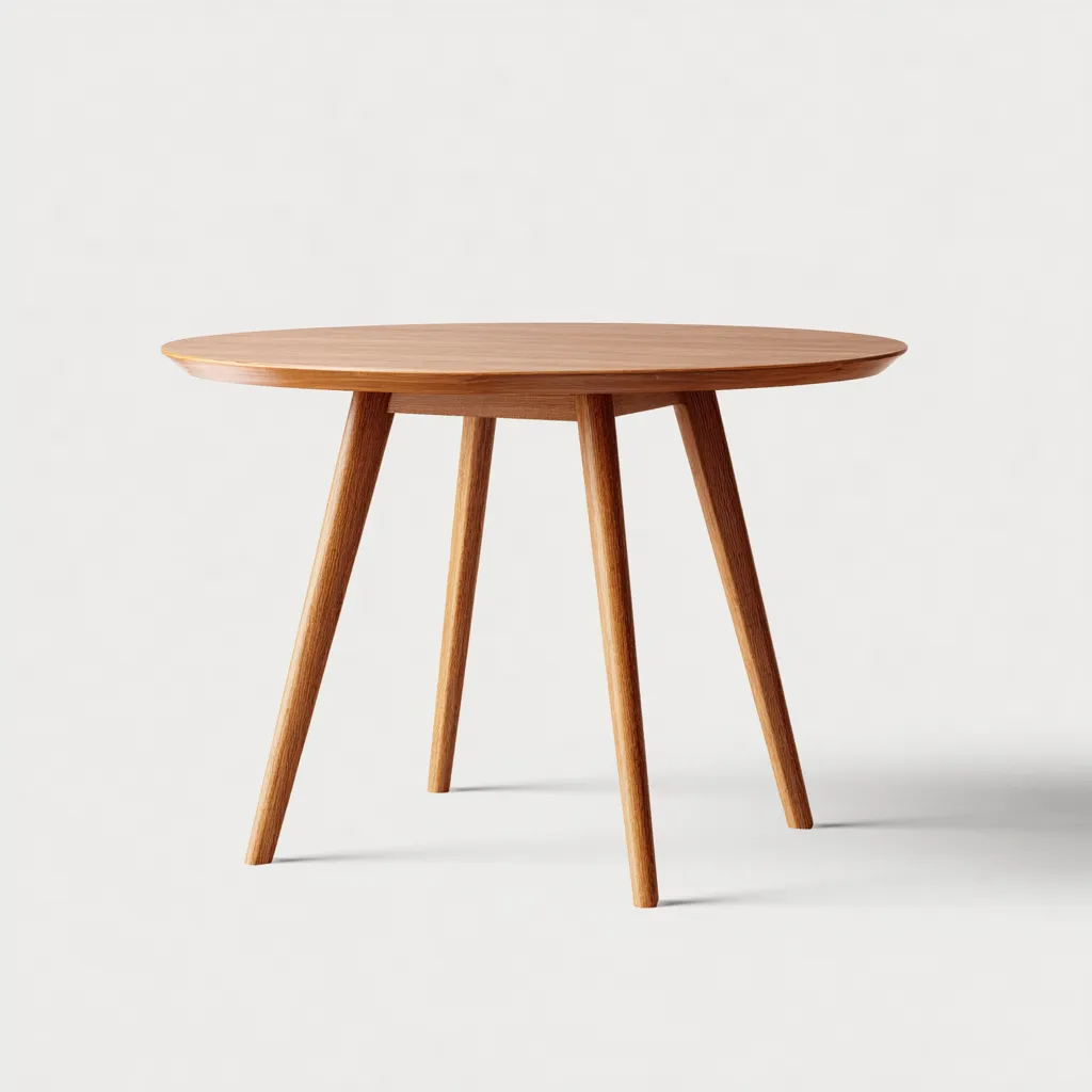 Tavolo da pranzo rotondo in legno 120×120×75 cm - marrone - stile mid-century-Dozenlinest