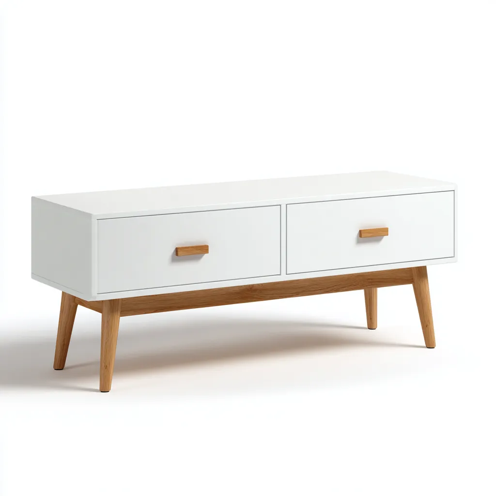 Mobile TV 160×42×58 cm - bianco e naturale - design nordico con contenimento per soggiorno-Dozenlinest