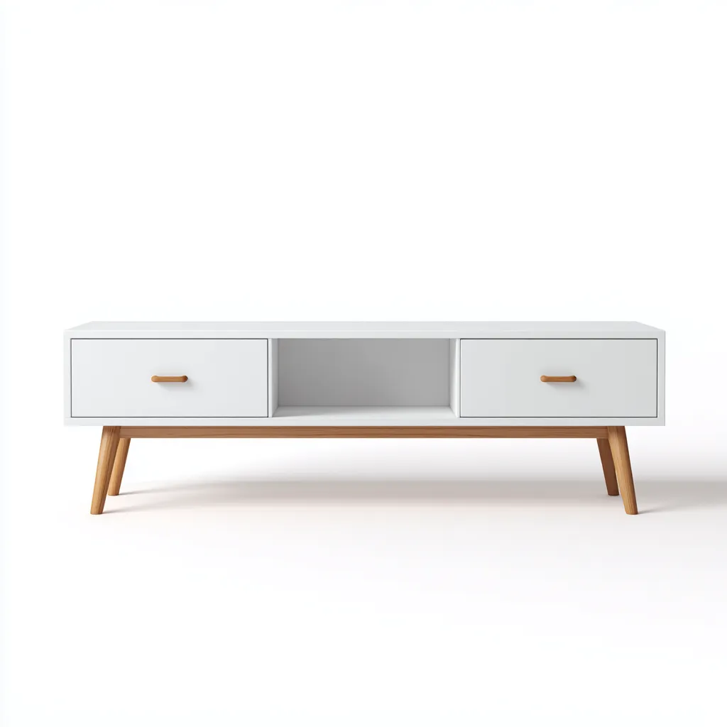 Mobile TV 160×40×55 cm - bianco marrone - legno - stile nordico con vano centrale - soggiorno-Dozenlinest