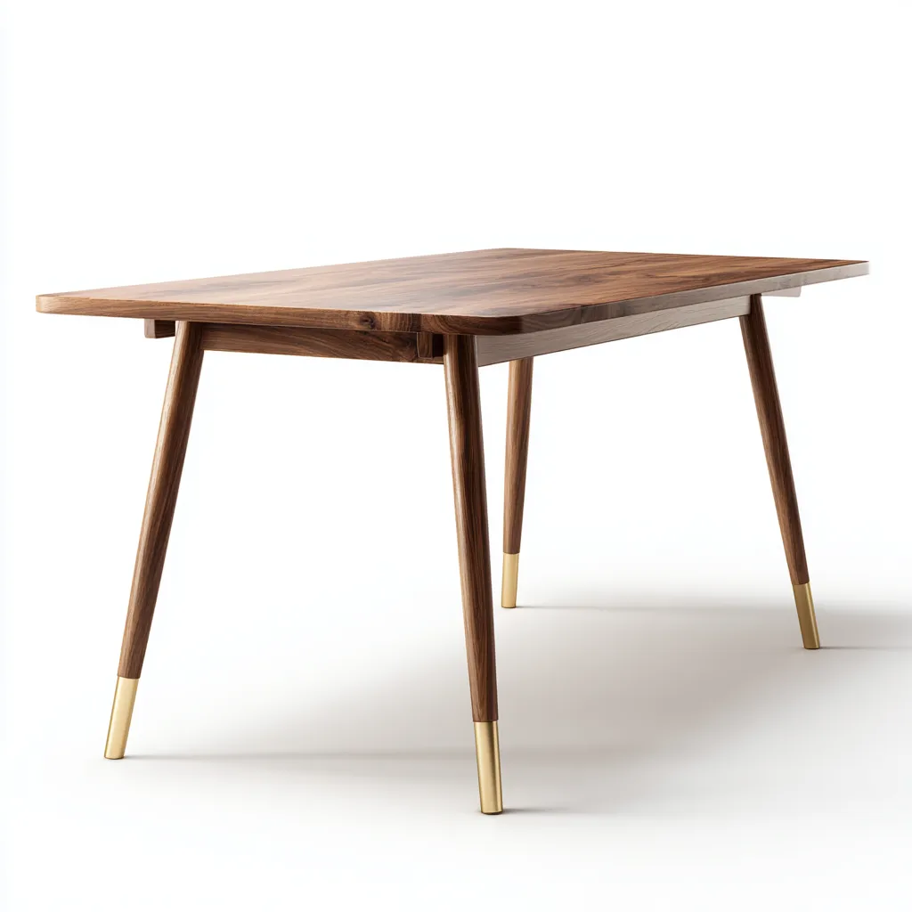 Tavolo da pranzo rettangolare in legno 150×85×75 cm - noce e oro - stile mid-century elegante-Nicorsohome