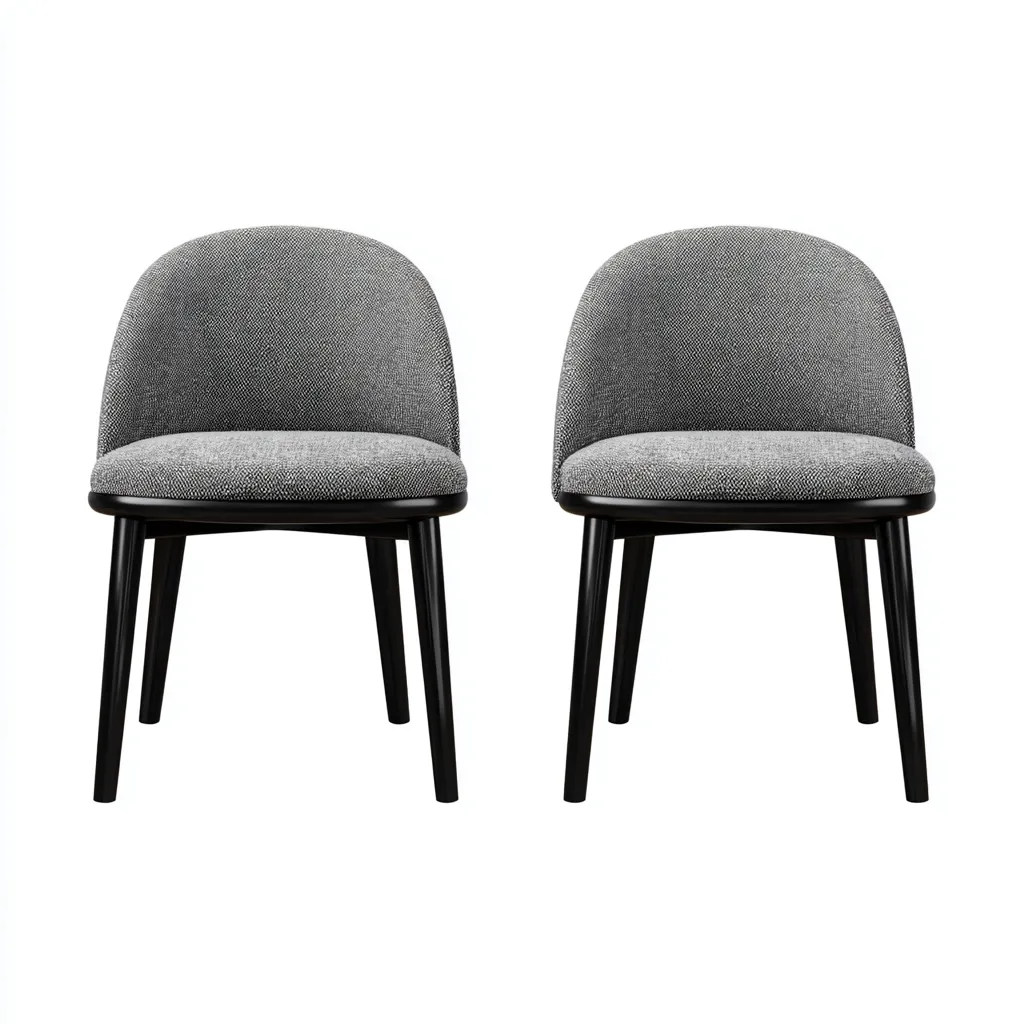 Set 2 sedie da pranzo 50×55×82 cm - grigio nero - tessuto imbottito e metallo - schienale arrotondato - Sala Da Pranzo-Nicorsohome