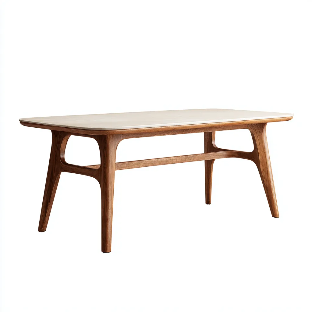 Tavolo da pranzo rettangolare in legno 160×90×75 cm - marrone e beige chiaro - design organico moderno-Nicorsohome