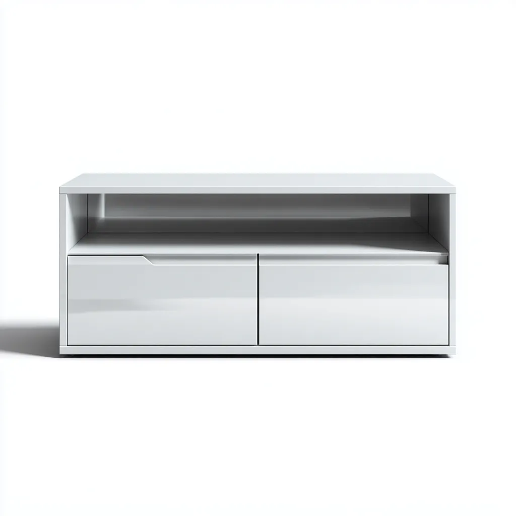 Mobile TV 125×42×52 cm - bianco lucido - design contemporaneo con ripiano aperto-Nicorsohome