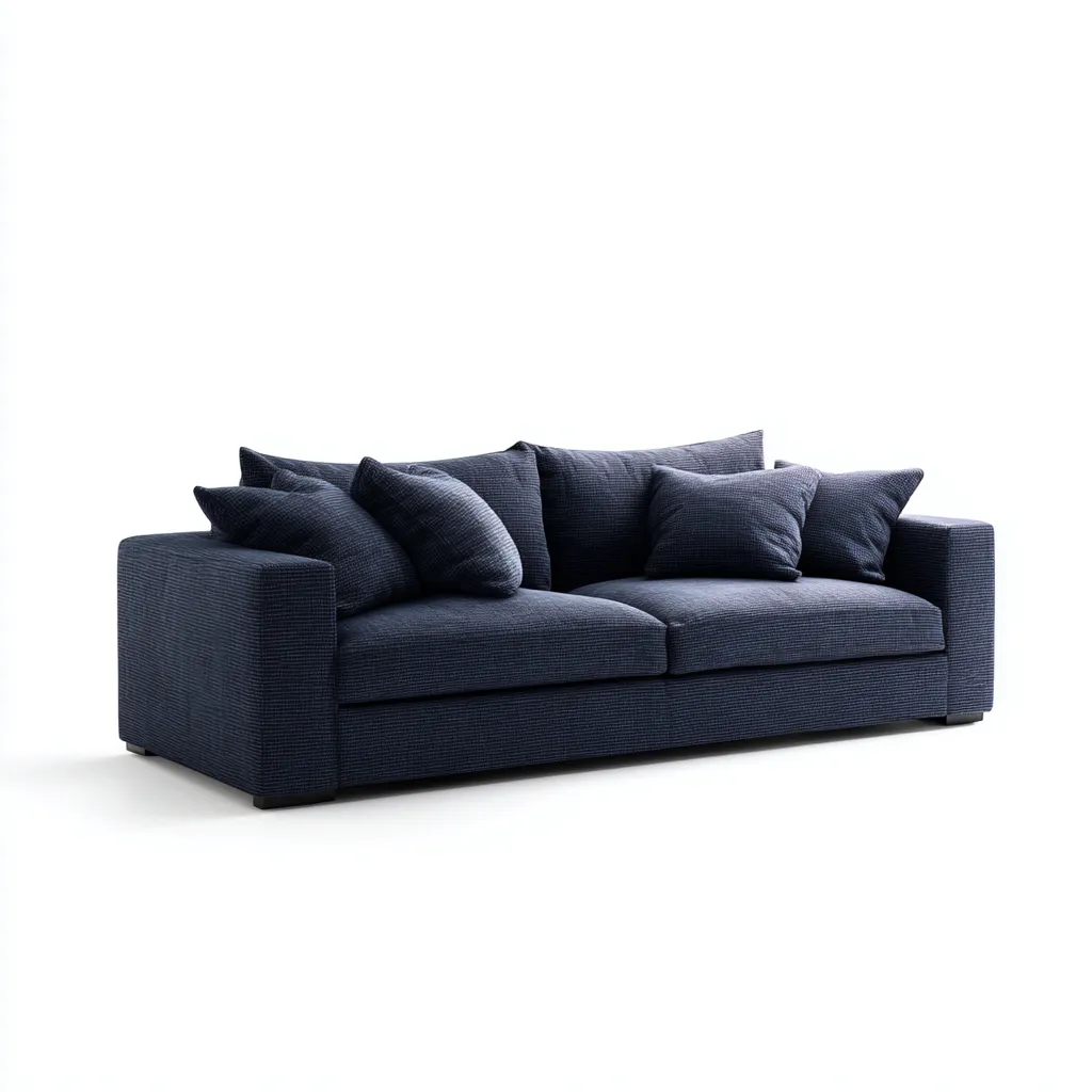 Divano a tre posti in tessuto 215×96×80 cm - blu scuro - design moderno con braccioli ampi-Nicorsohome