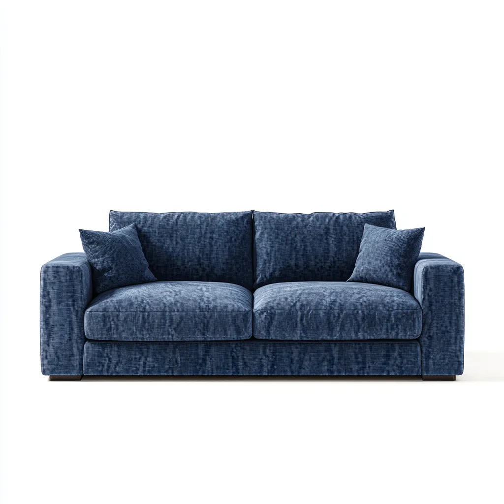 Divano 2 posti 178×88×82 cm - tessuto imbottito - blu scuro - design moderno con braccioli squadrati-Nicorsohome