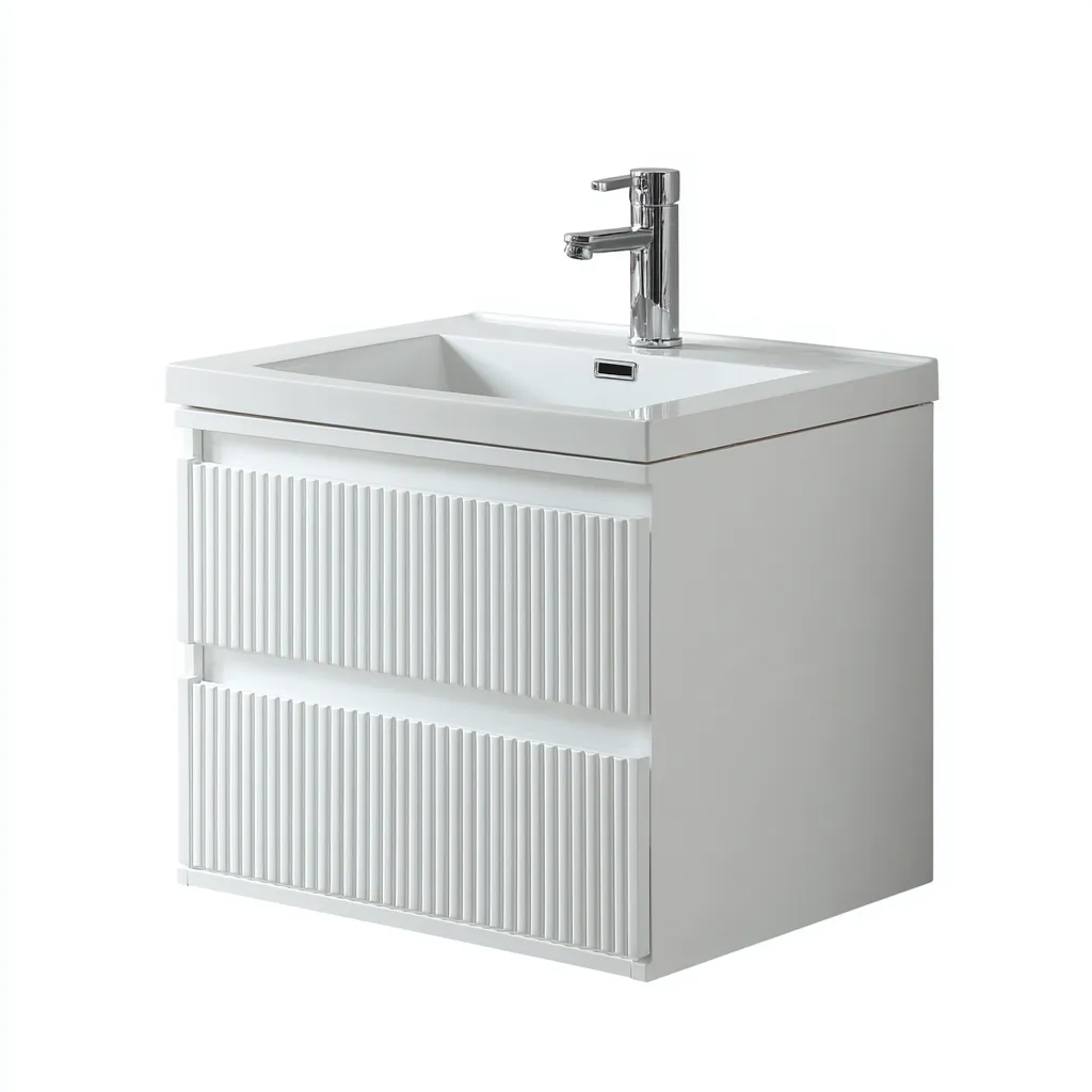Mobile lavabo sospeso 76×48×60 cm - bianco - frontale scanalato design moderno-Nicorsohome