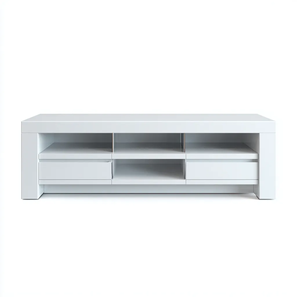 Mobile TV 150×40×55 cm - bianco - legno lavorato - stile moderno con vani aperti - Soggiorno-Nicorsohome