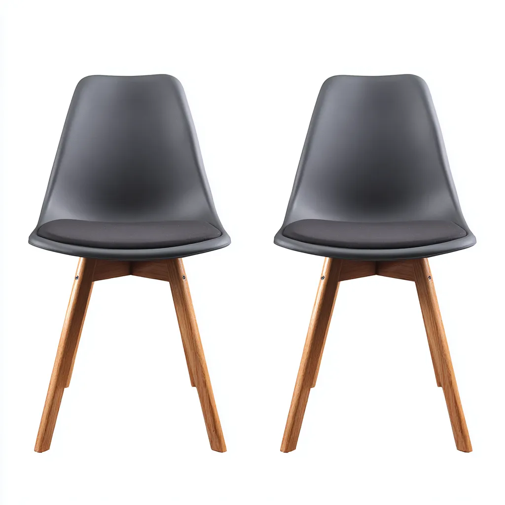 Set 2 sedie da pranzo 46×52×83 cm - nero noce - polipropilene tessuto e legno - design scandinavo per Sala Da Pranzo-Nicorsohome