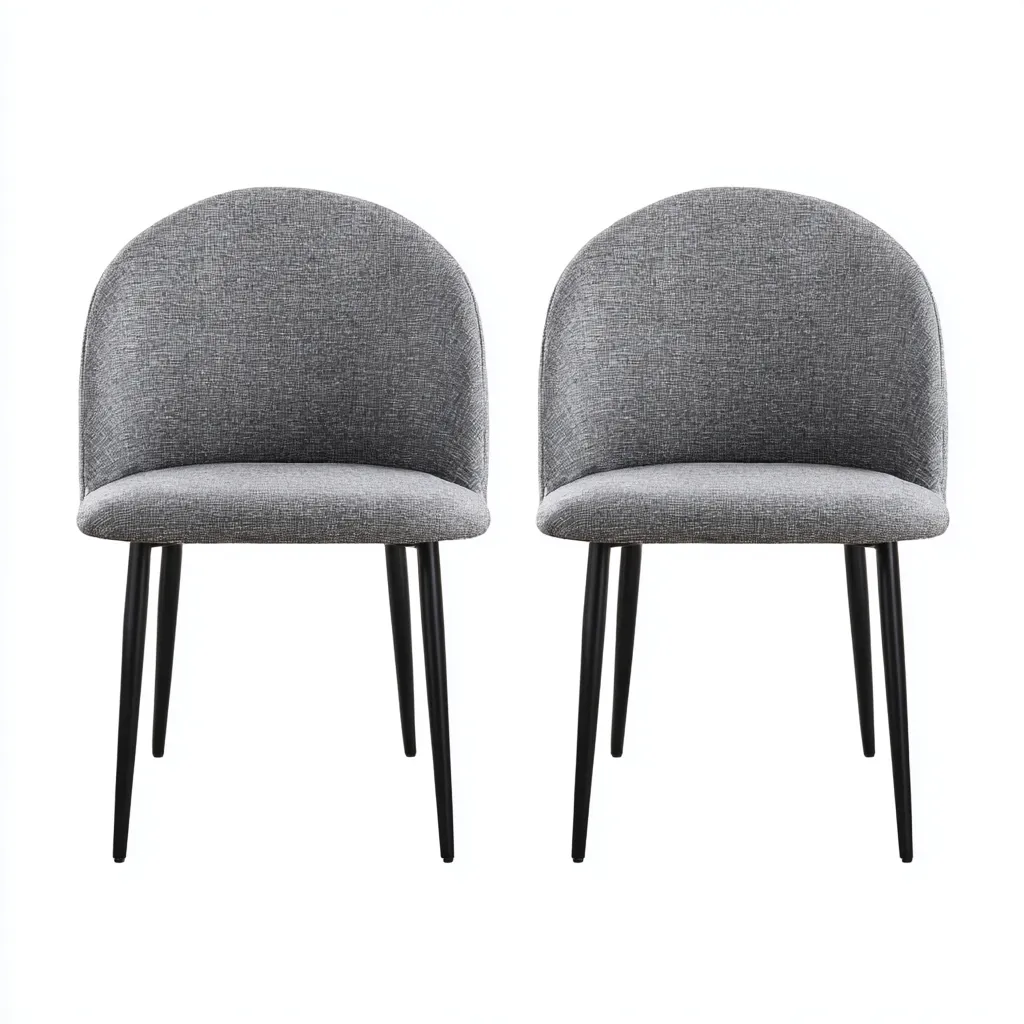 Set 2 sedie da pranzo 52×56×84 cm - grigio scuro nero - tessuto imbottito e metallo - schienale alto curvo - Sala Da Pranzo-Nicorsohome